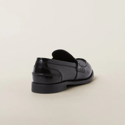 Brushed leather penny loafers