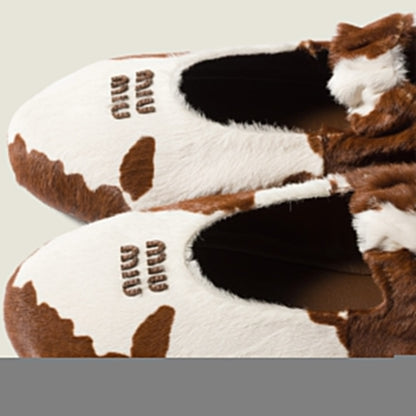 Ruches printed leather ballerinas