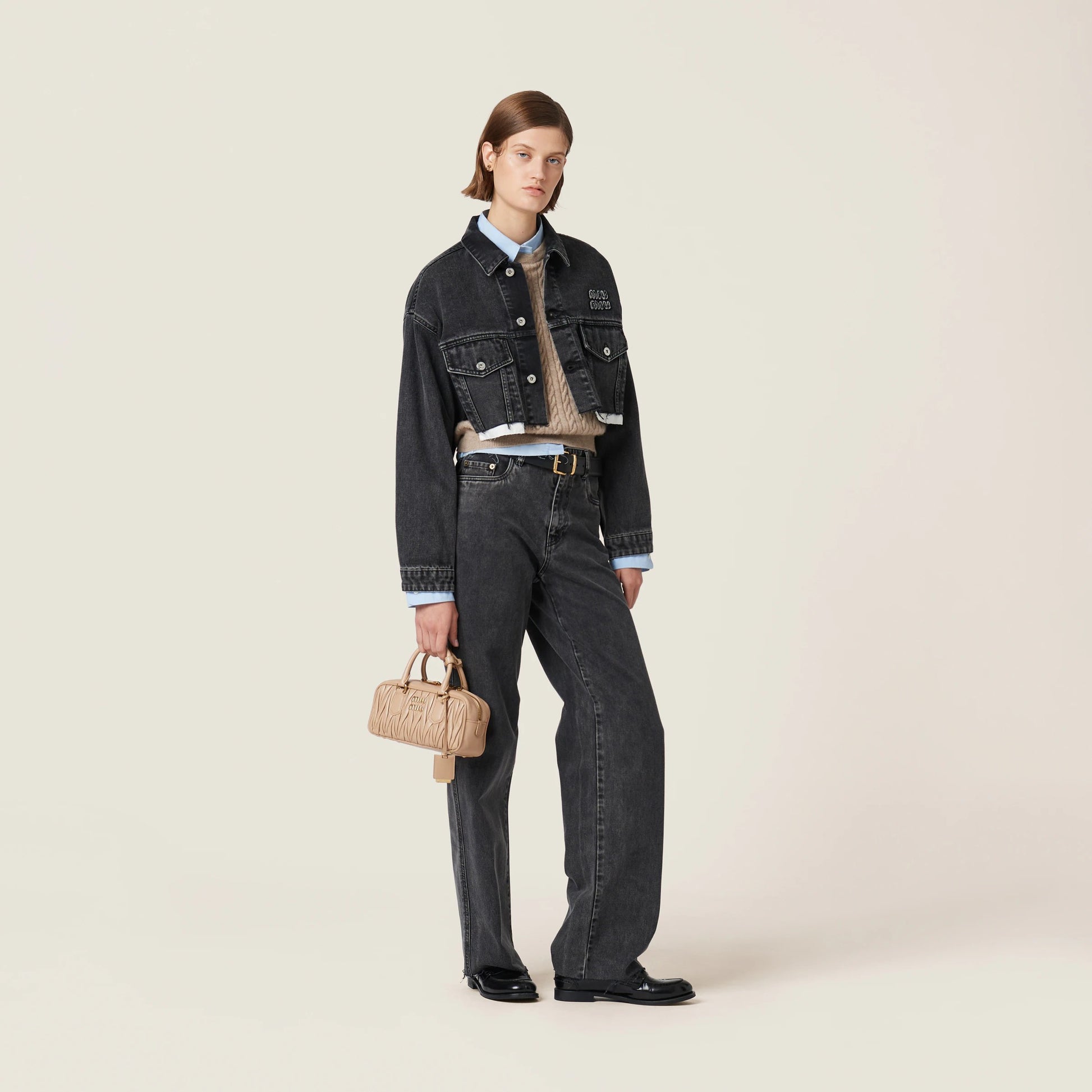 Black denim blouson jacket