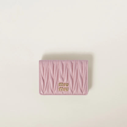 Matelassé nappa leather card holder