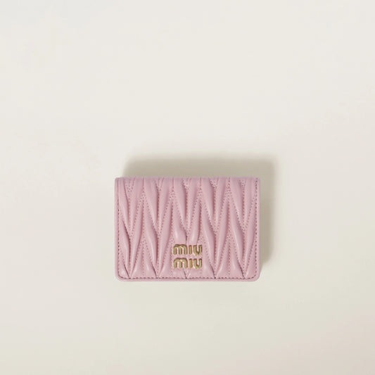 Matelassé nappa leather card holder