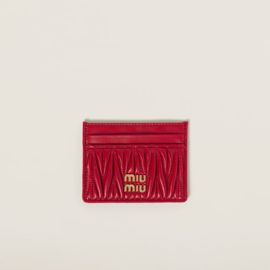 Matelassé nappa leather card holder