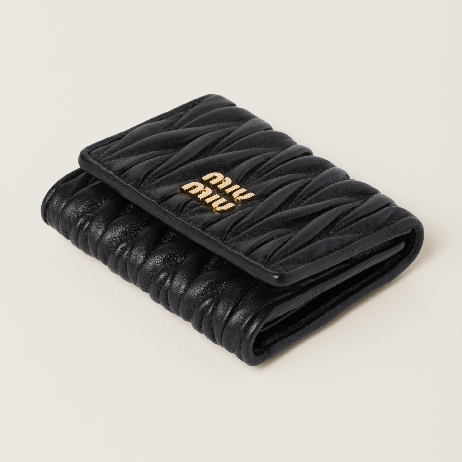 Small matelassé nappa leather wallet
