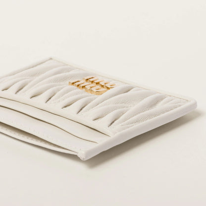 Matelassé nappa leather card holder