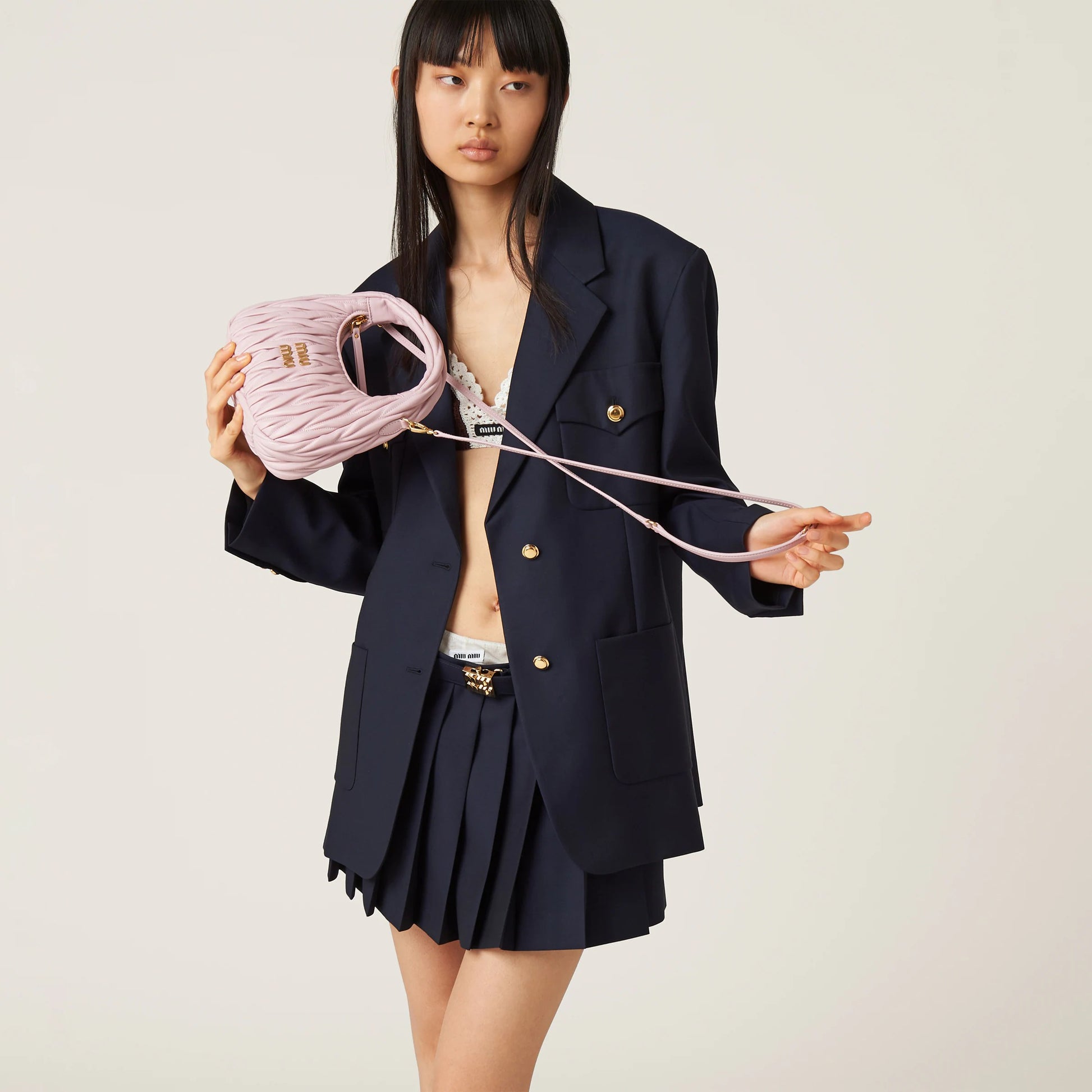 Wander matelassé nappa leather hobo bag