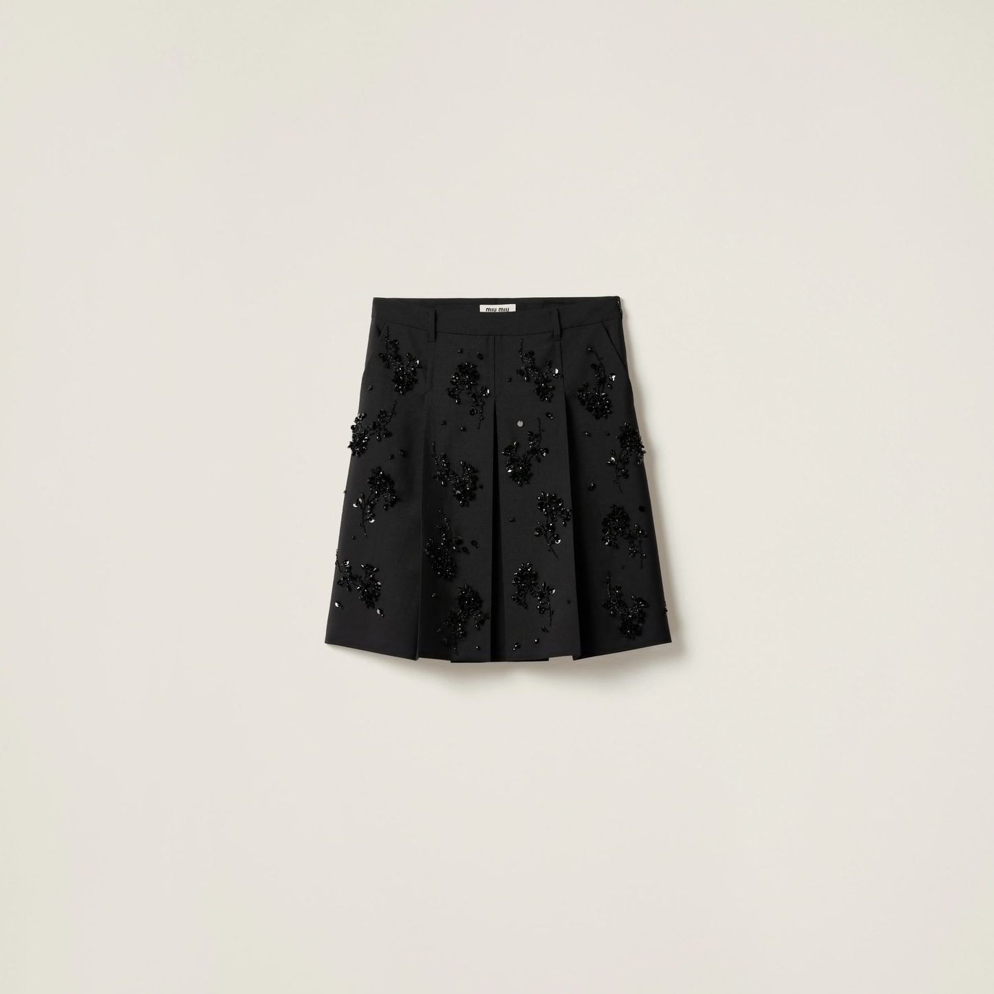 Embroidered kid mohair skirt