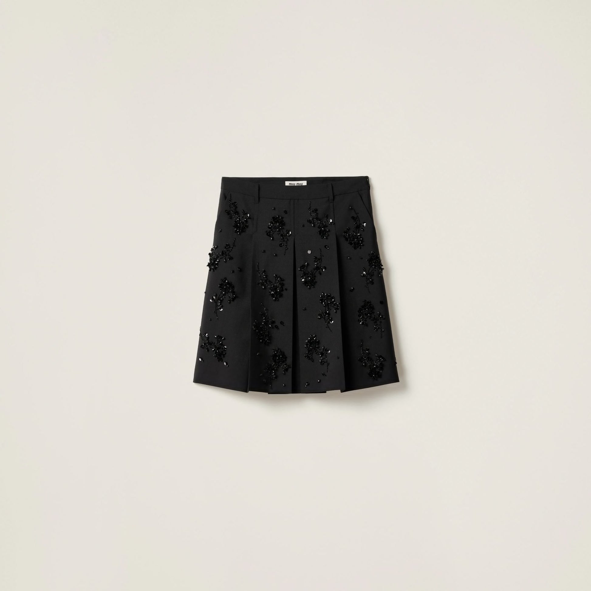 Embroidered kid mohair skirt