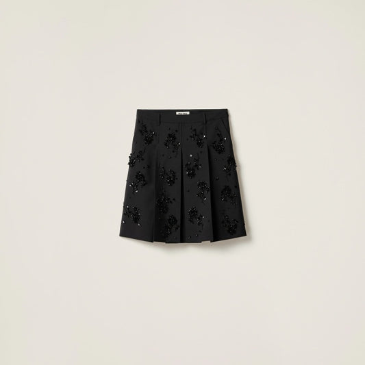 Embroidered kid mohair skirt