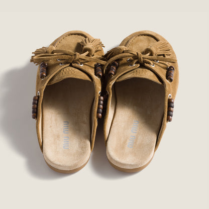 Suede Deck mules