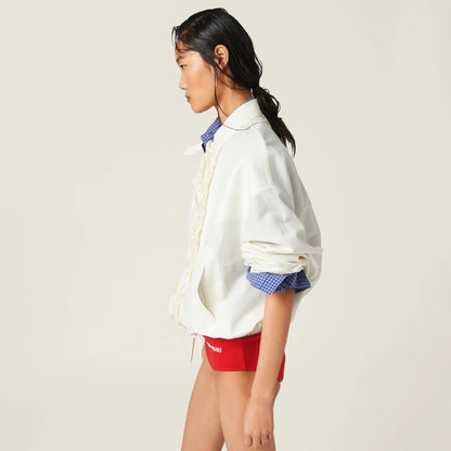 Washed slubbed canvas blouson jacket