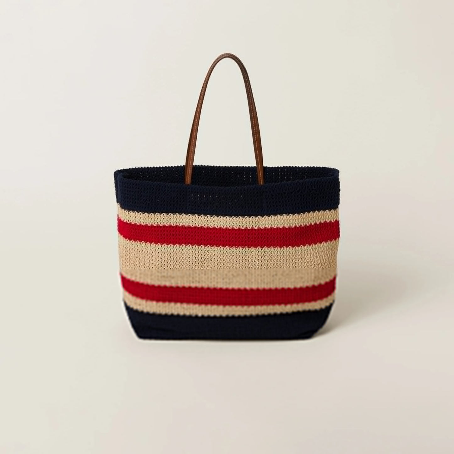 Raffia-effect woven tote bag