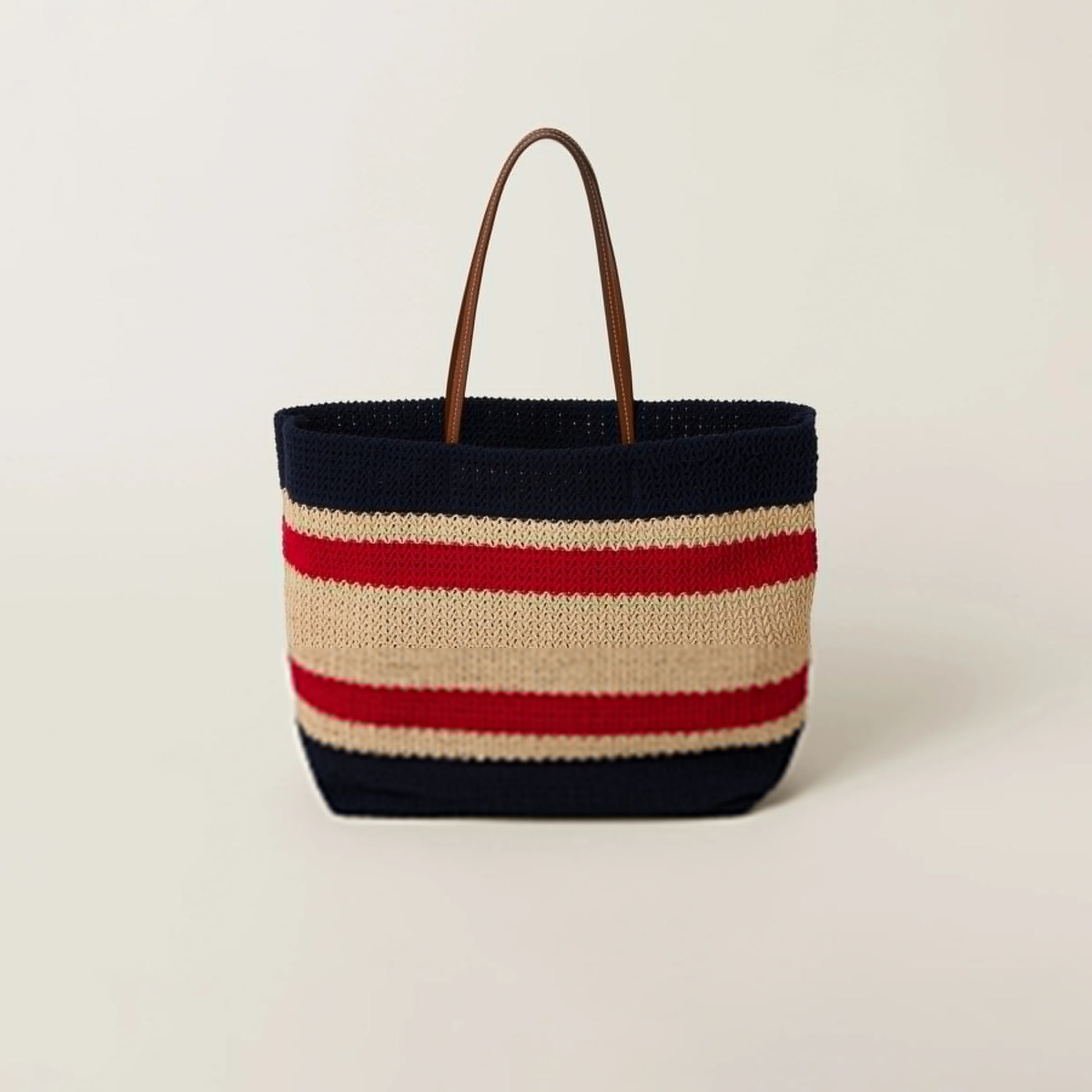 Raffia-effect woven tote bag