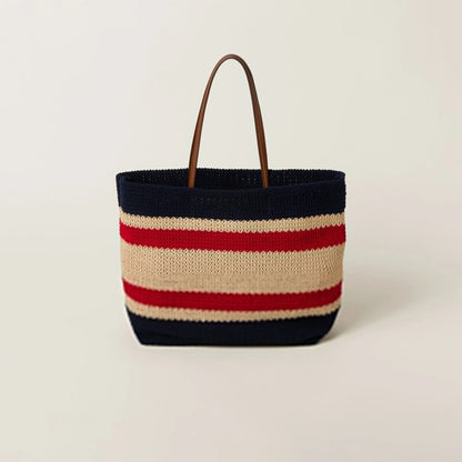 Raffia-effect woven tote bag