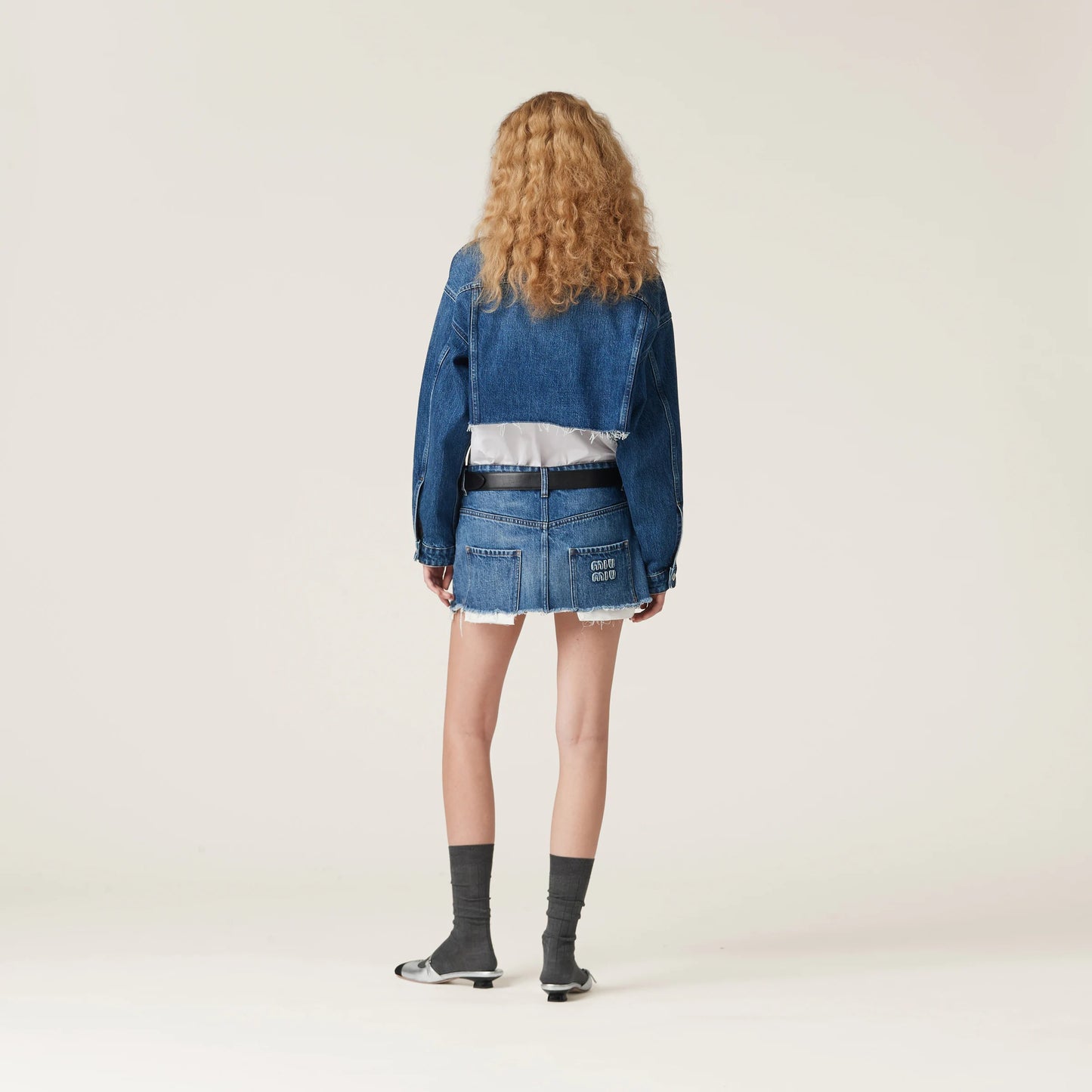 Denim blouson jacket