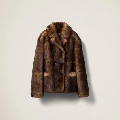 Double-breasted shearling jacket