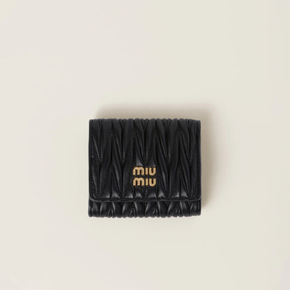 Small matelassé nappa leather wallet