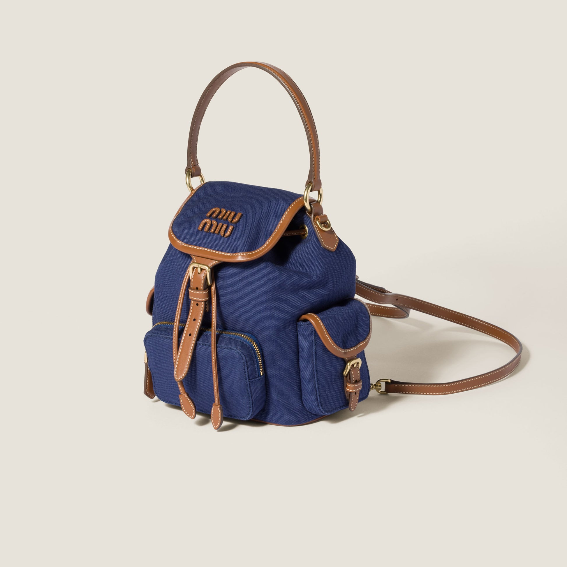 Canvas and leather backpack