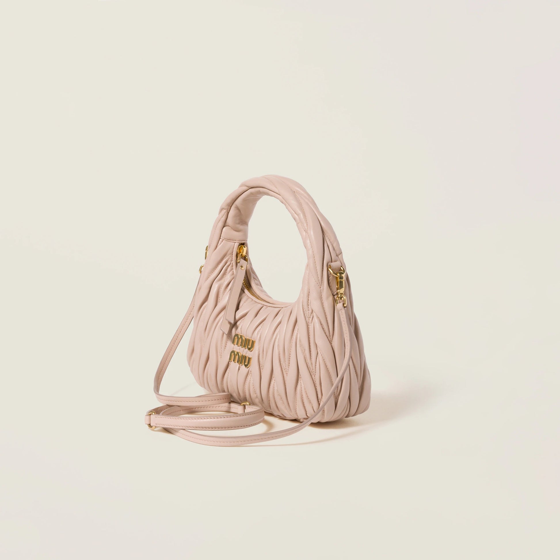 Wander matelassé nappa leather hobo bag