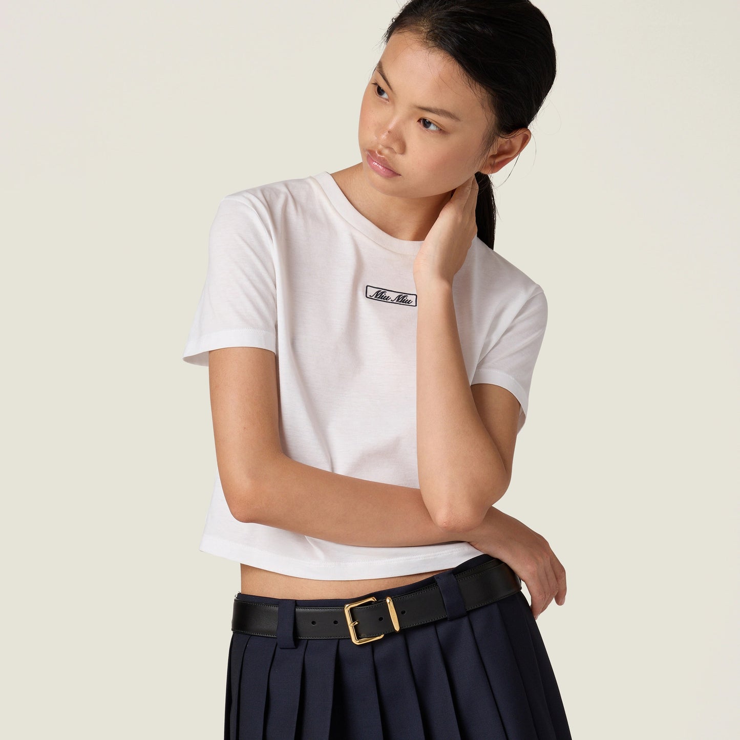 Embroidered cotton jersey T-shirt