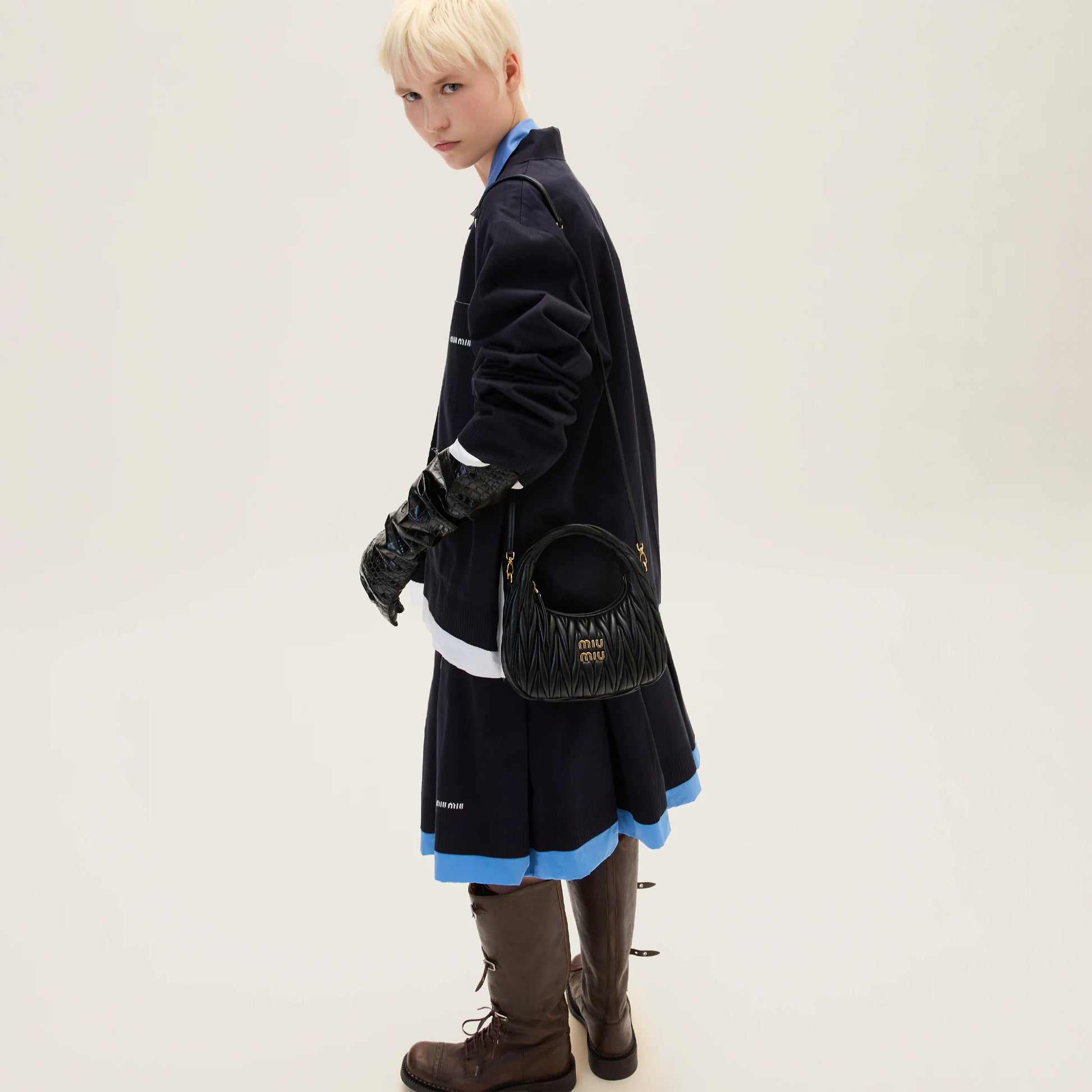 Wander matelassé nappa leather hobo bag