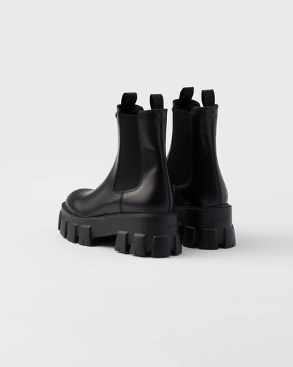 Monolith brushed leather booties