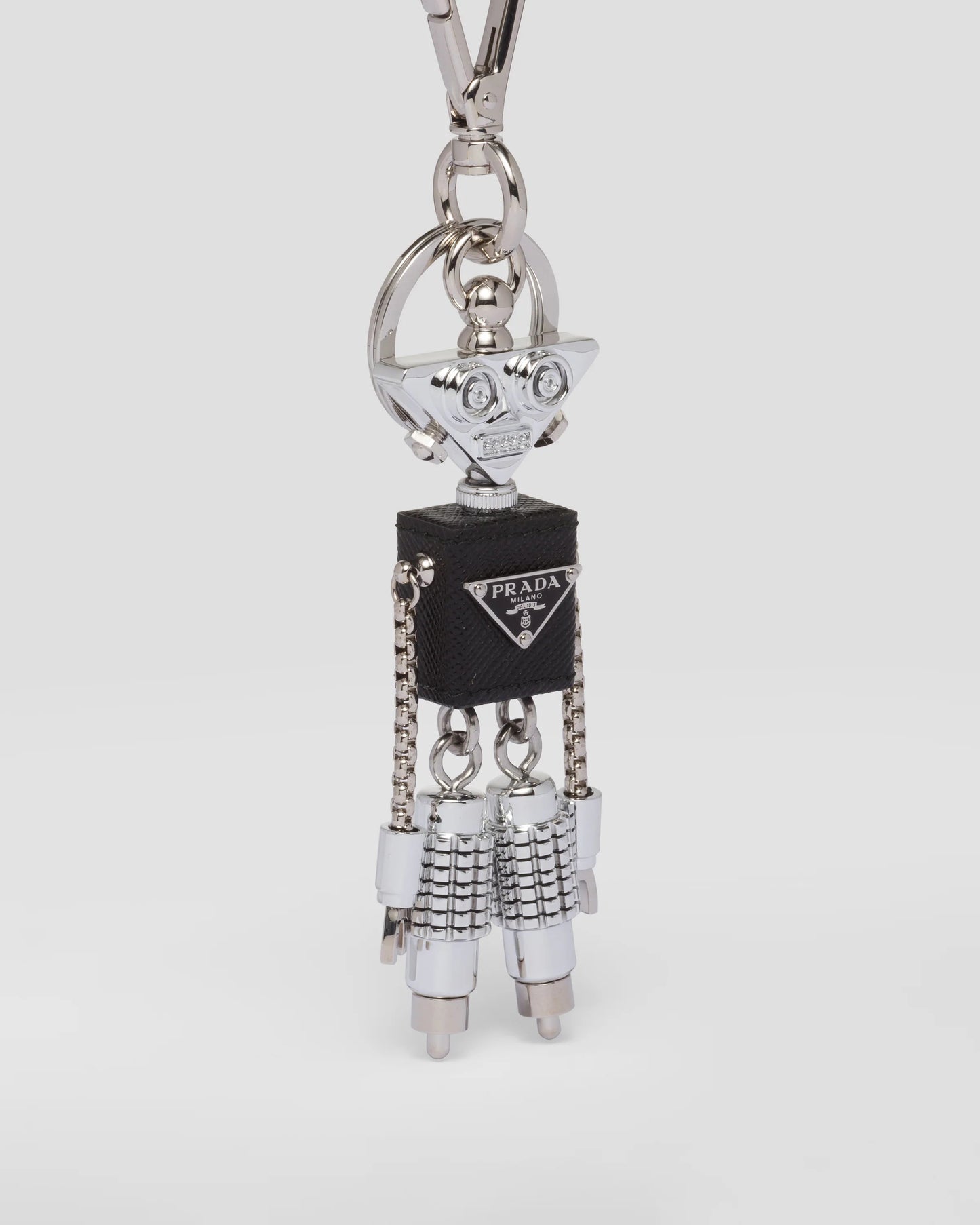 Robot Saffiano leather keychain charm