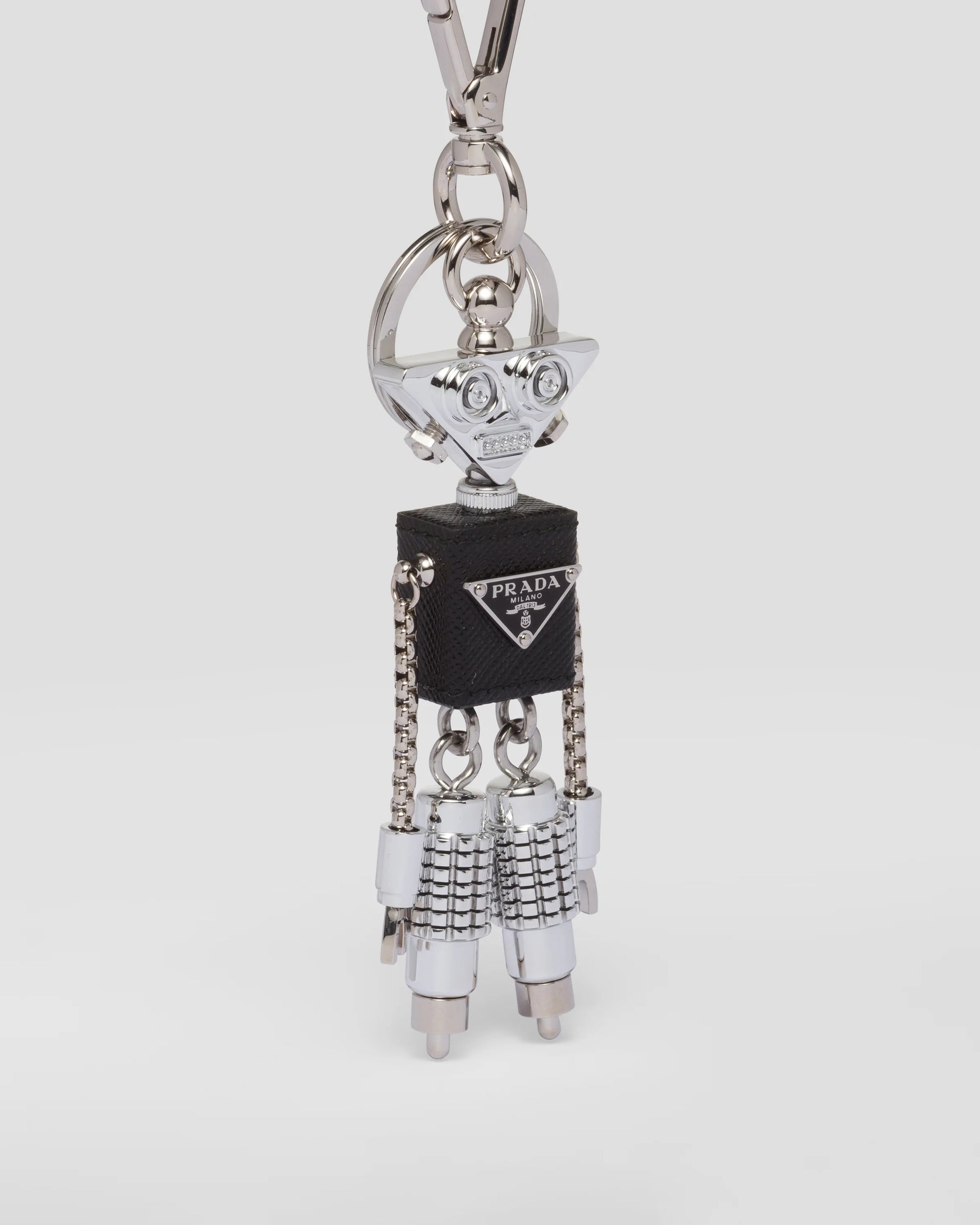 Robot Saffiano leather keychain charm