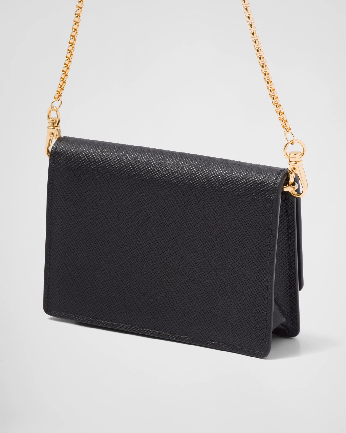 Saffiano leather card holder with shoulder strap