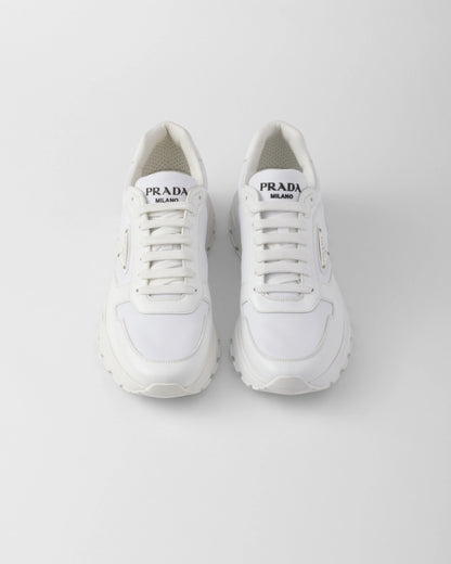 Prax 01 Re-Nylon and brushed leather sneakers