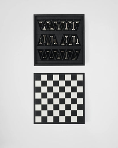 Saffiano leather chess set