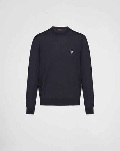 Superfine wool crew-neck sweater