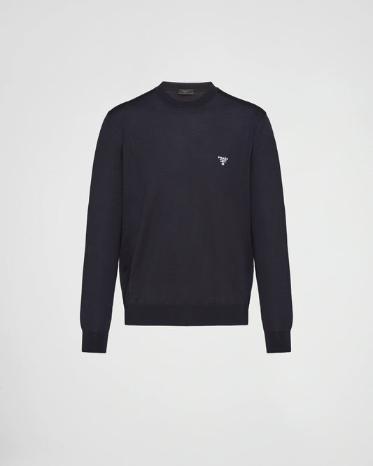Superfine wool crew-neck sweater