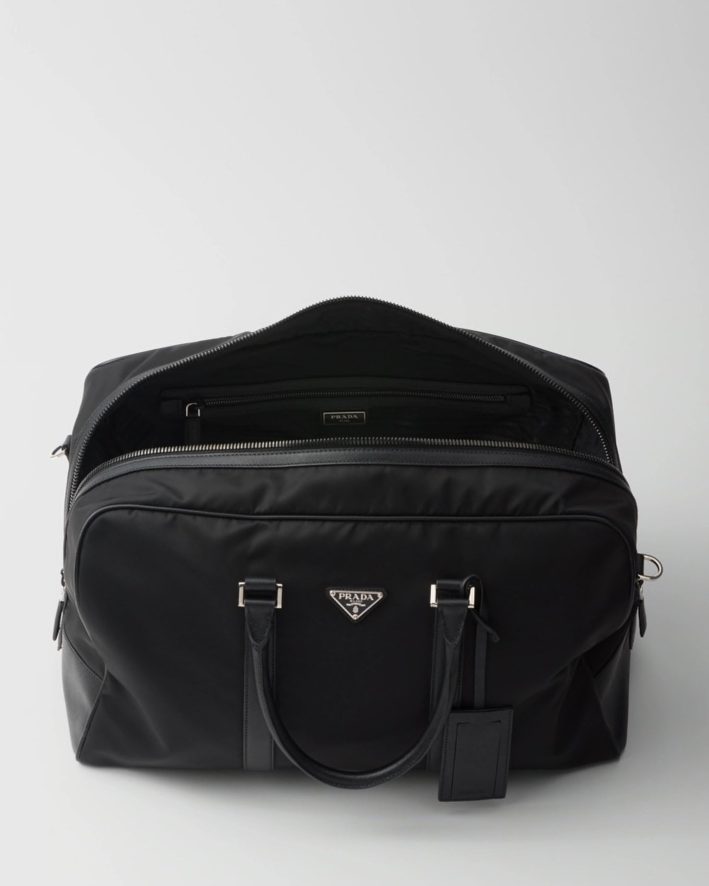 Re-Nylon and Saffiano leather duffel bag