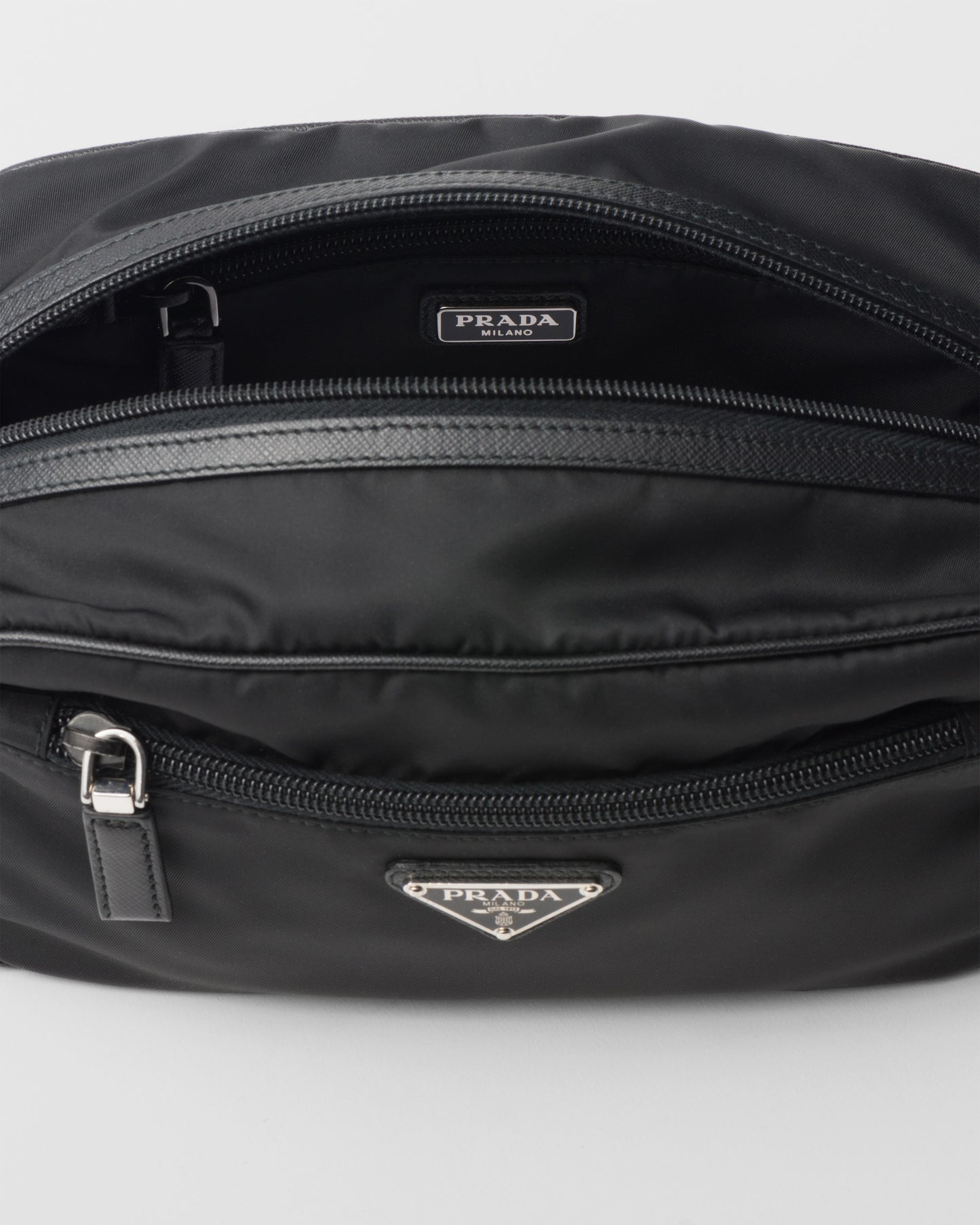Re-Nylon and Saffiano leather travel pouch