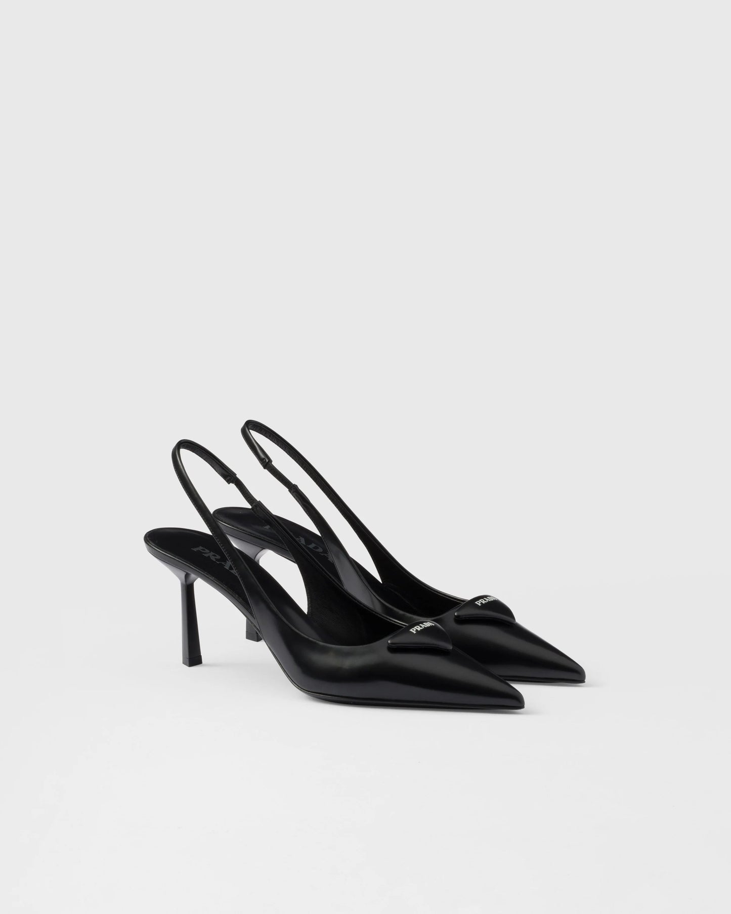 Brushed leather slingback pumps