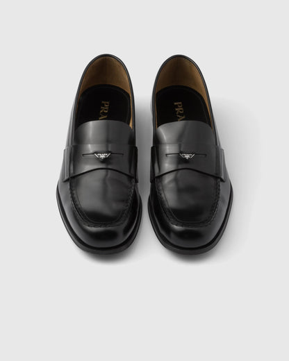 Brushed leather loafers