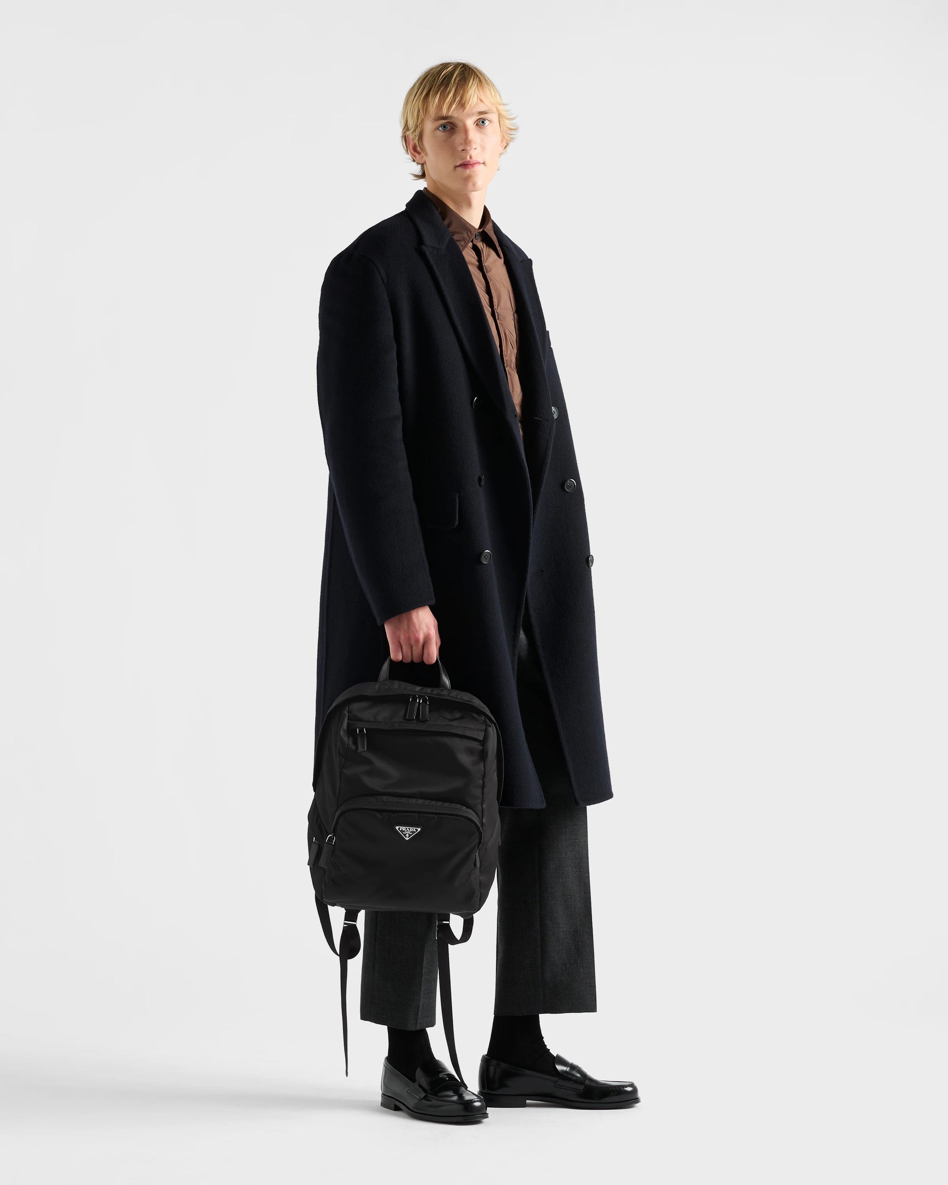 Re-Nylon and Saffiano leather backpack