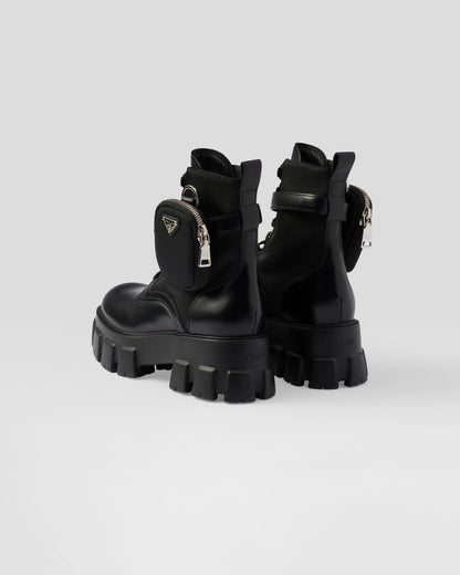 Monolith leather and Re-Nylon boots with pouch