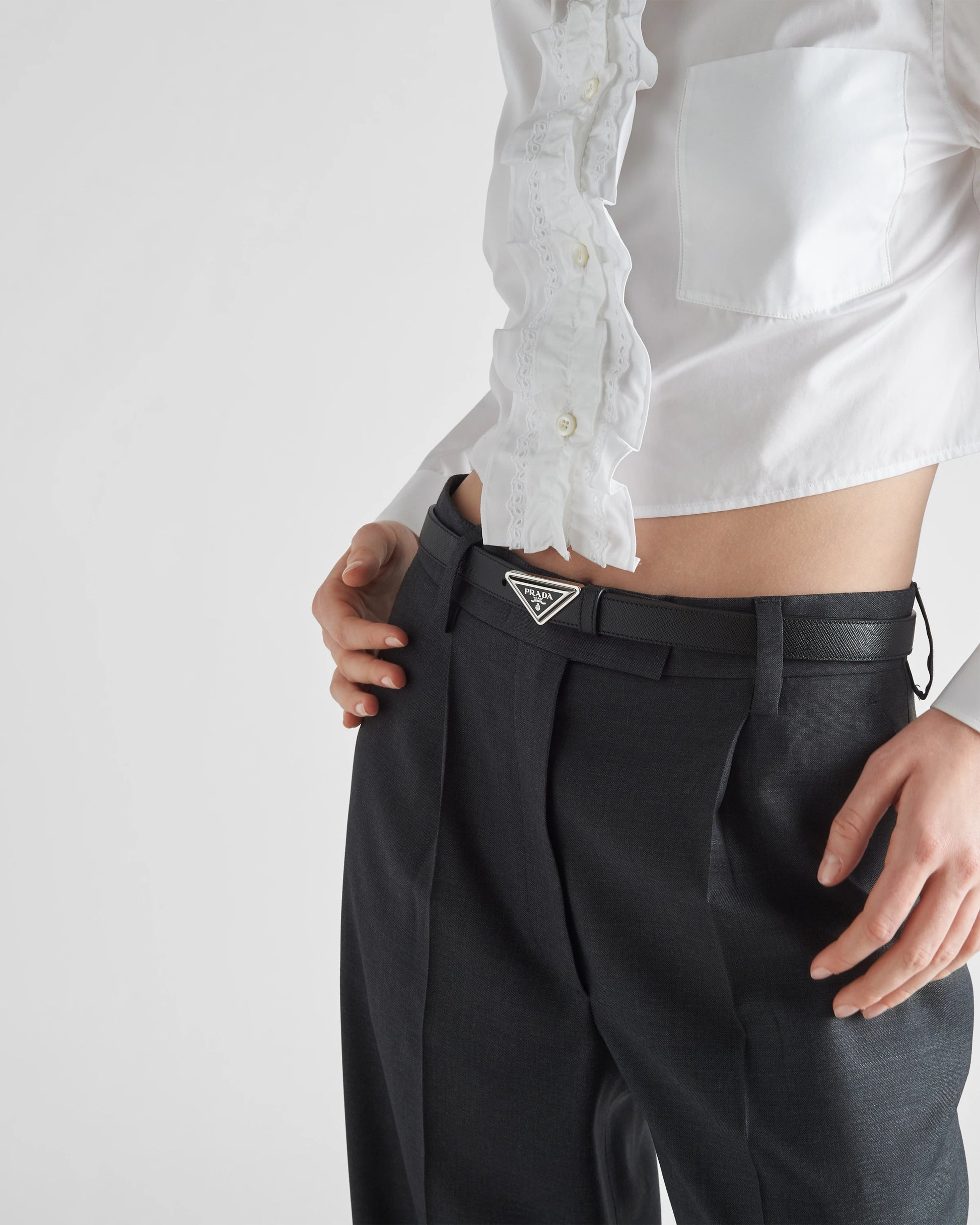 Saffiano leather belt