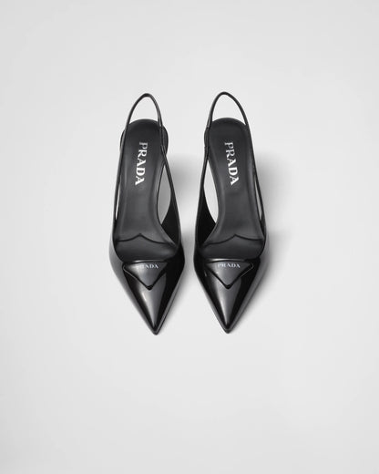 Patent leather slingback pumps