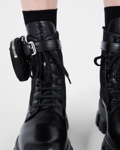 Monolith leather and Re-Nylon boots with pouch
