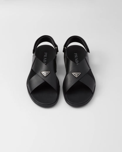 Crisscross leather sandals