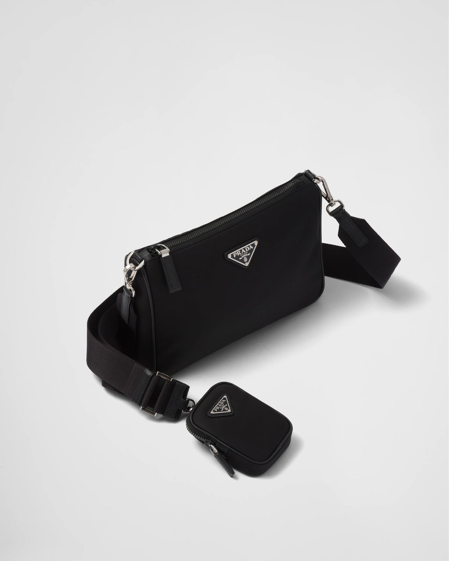 Re-Nylon and Saffiano leather shoulder bag