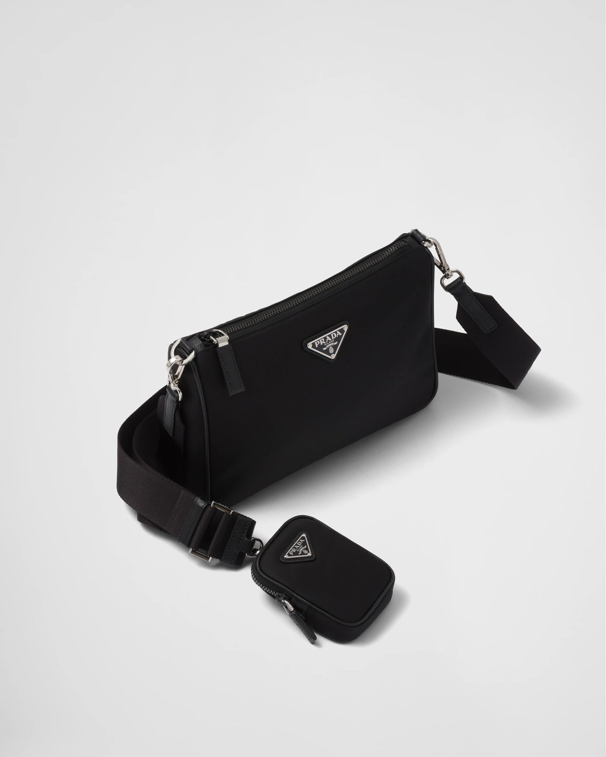 Re-Nylon and Saffiano leather shoulder bag