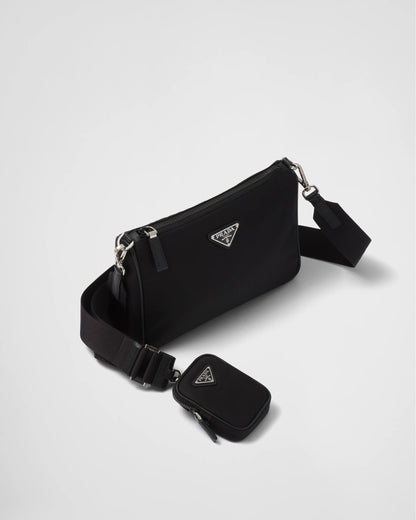 Re-Nylon and Saffiano leather shoulder bag