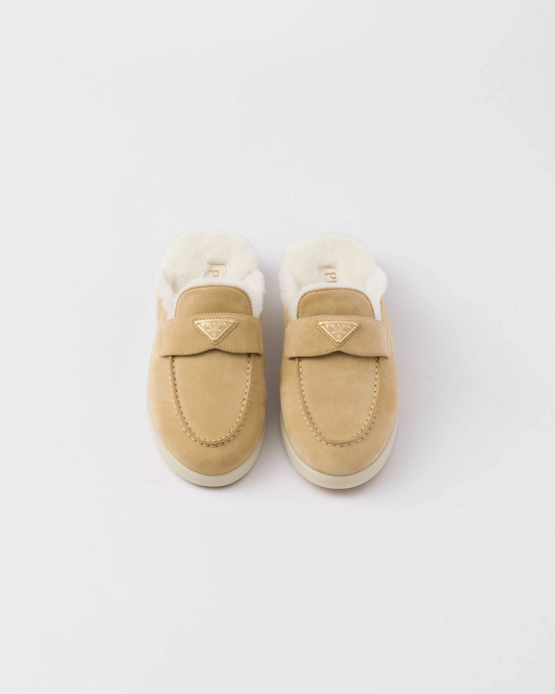 Suede and shearling slippers