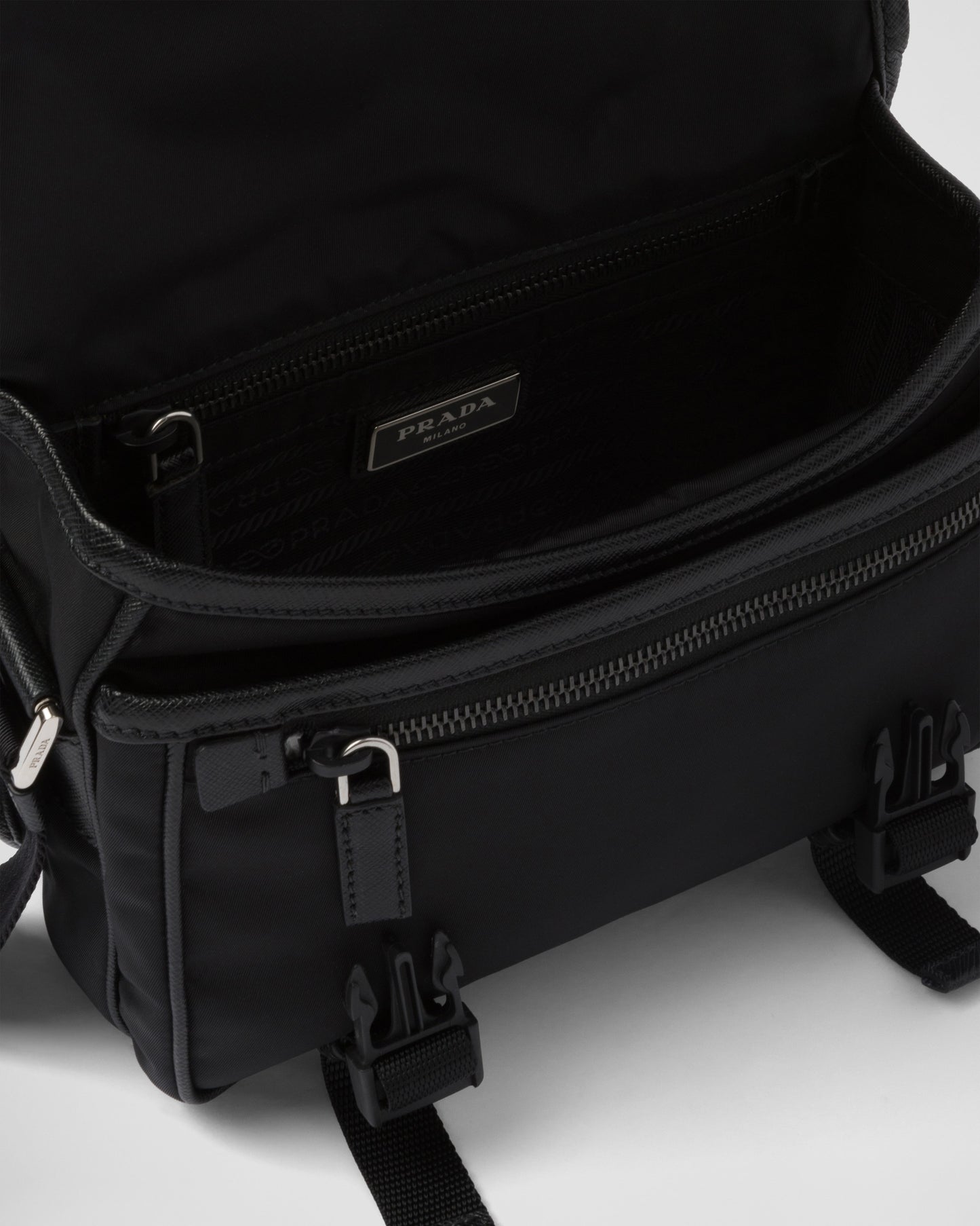 Re-Nylon and Saffiano leather shoulder bag