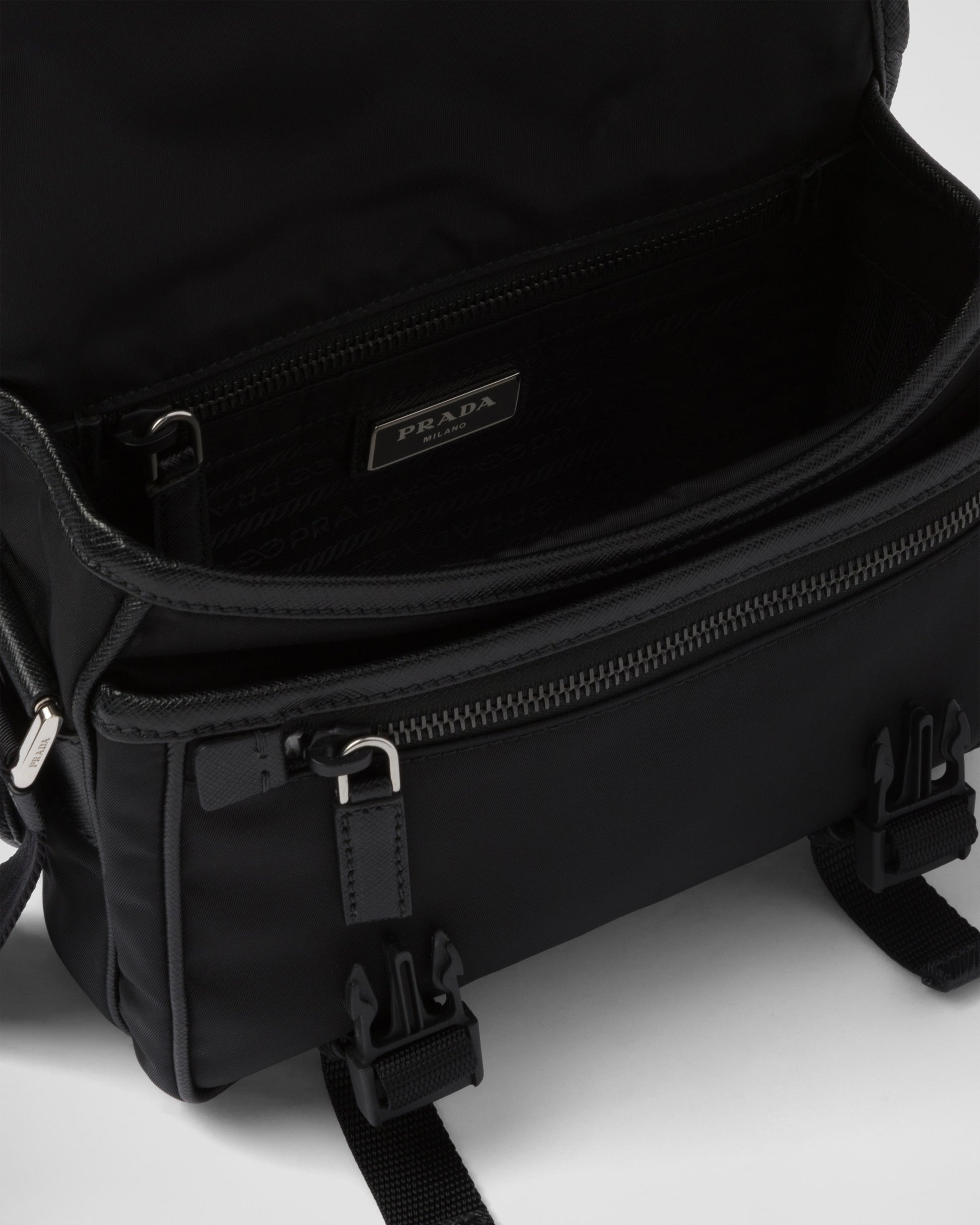 Re-Nylon and Saffiano leather shoulder bag
