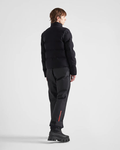 Cropped technical knit puffer jacket