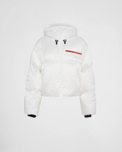 Cropped technical Re-Nylon down jacket